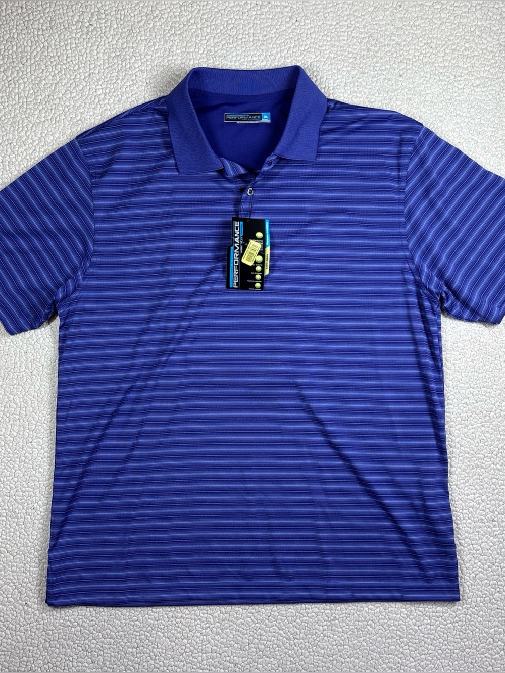 Roundtree & Yorke Performance Men’s Polo Purple Stripe XL Moisture Wicking NWT